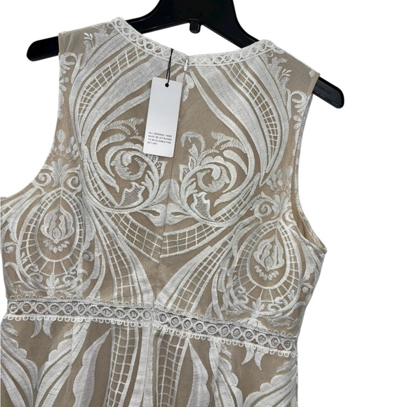 NWT Sz L White Ivory Lace Embroidered Mini Slip Dress Bohemian Romantic Wedding - Picture 5 of 8